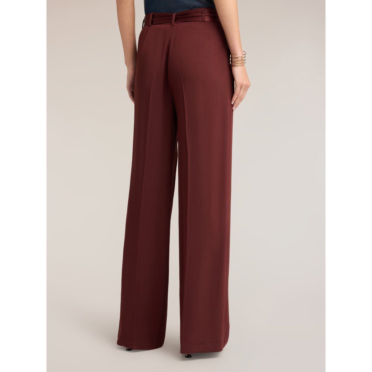 Pantalon palazzo avec ceinture marron, MOTIVI