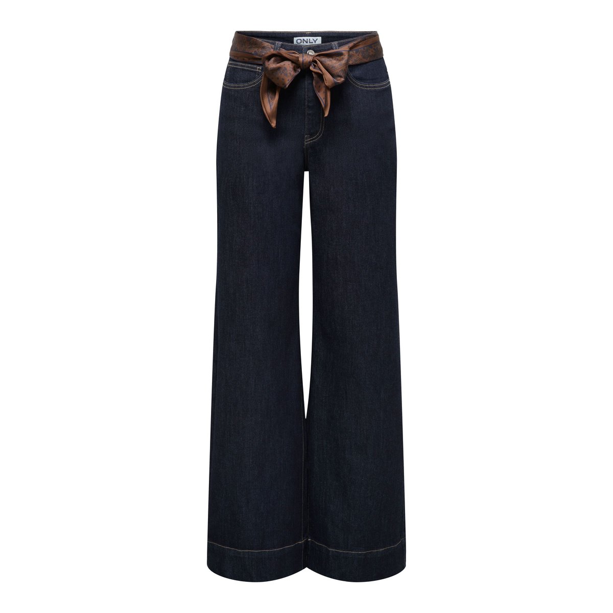 Jean large avec ceinture foulard intégrée dark blue denim, ONLY