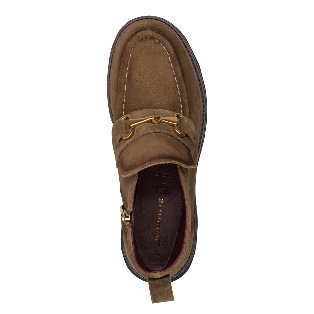 Bottine en cuir marron camel, TAMARIS