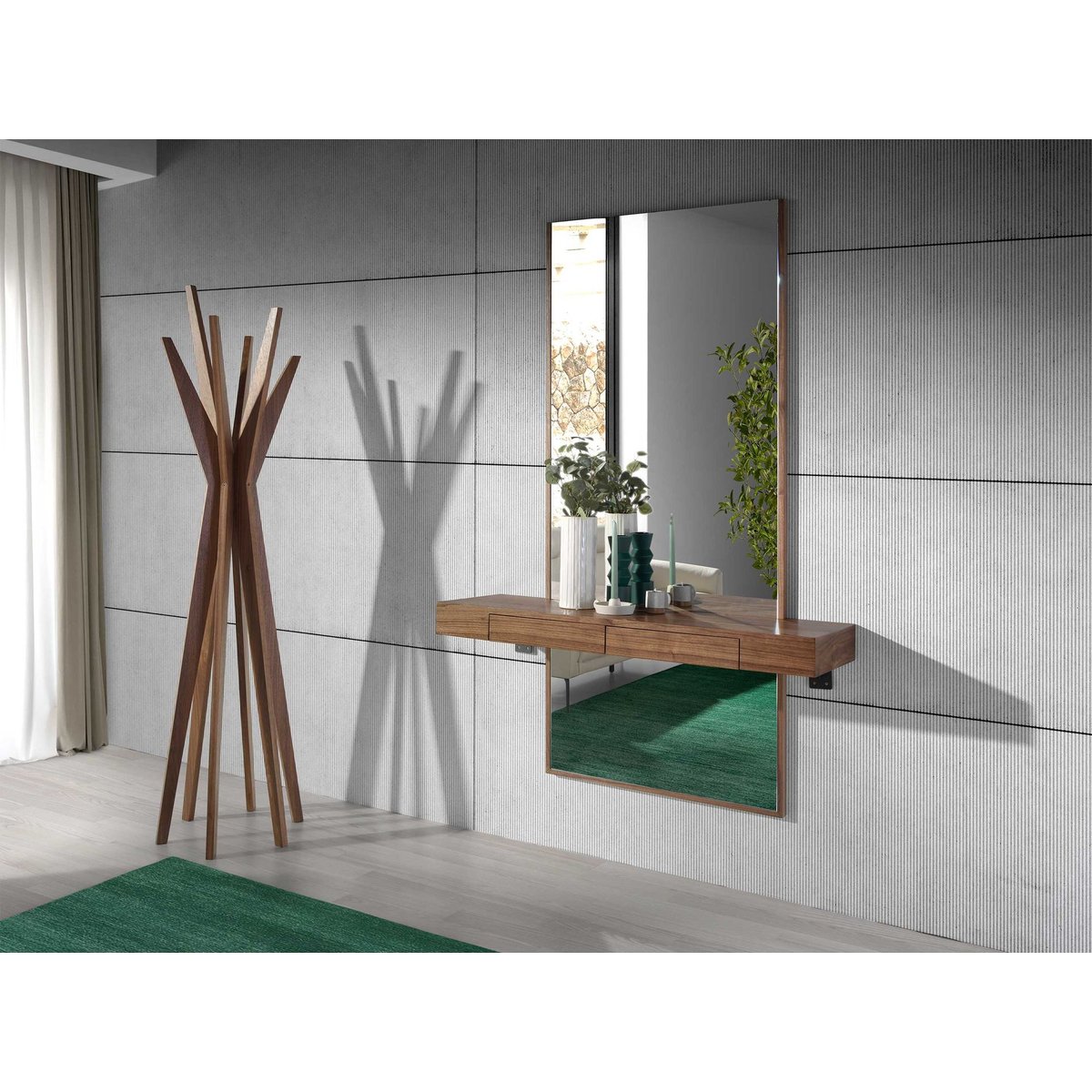 Porte-manteau en pin walnut, ANGEL CERDA