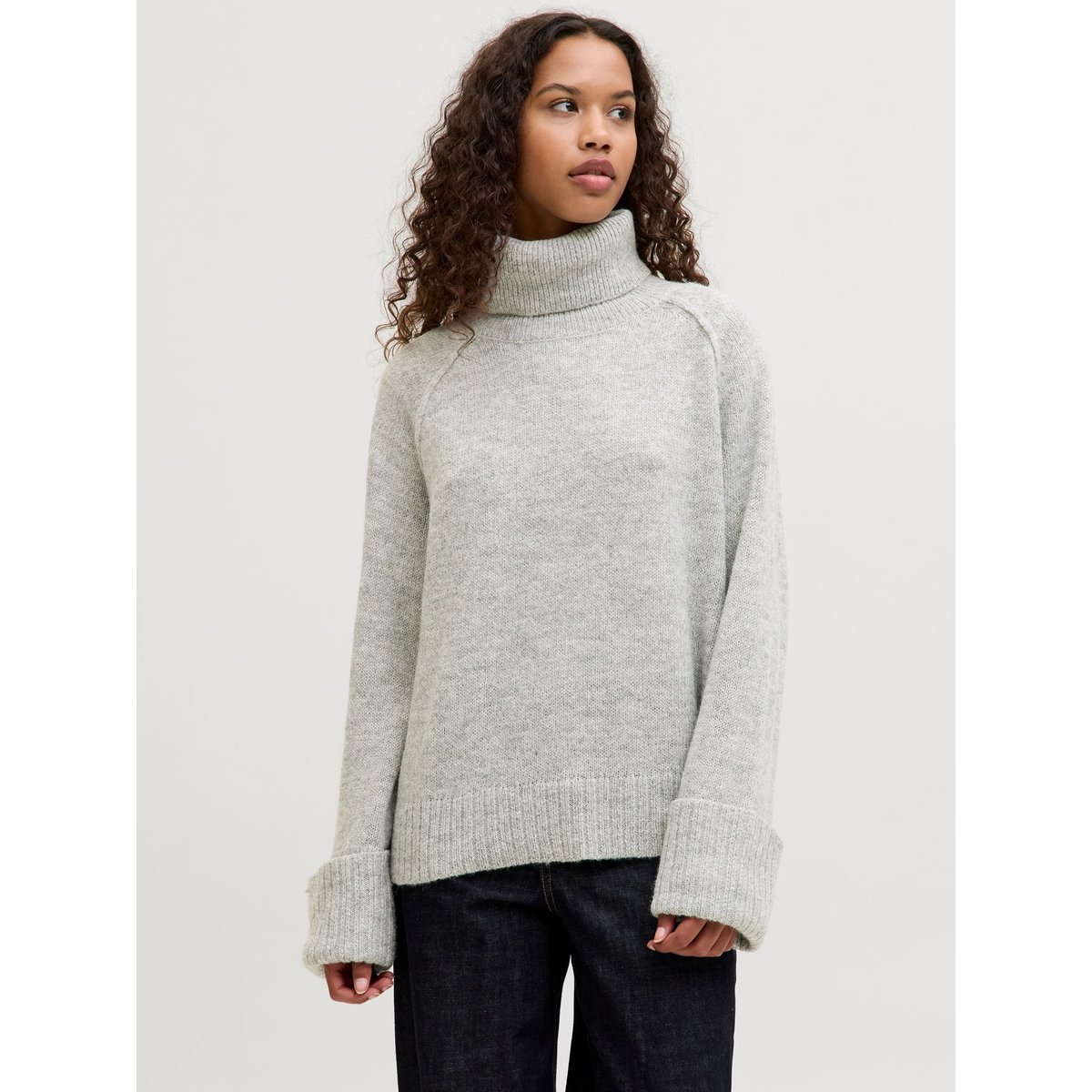 Col Roulé grise - light grey melange, JJXX