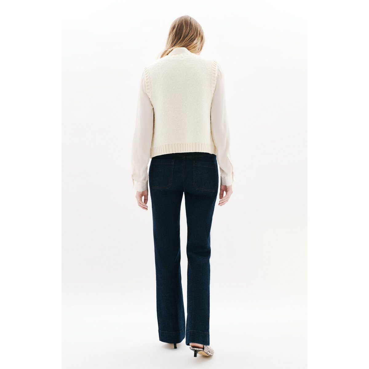 Gilet droit court alpaga DINO ecru, CAROLL