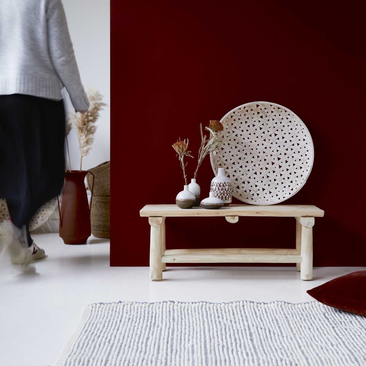 Banc en Teck massif, KILIM naturel, TIKAMOON