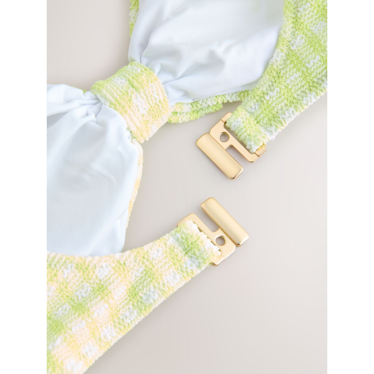 Haut de bikini court vichy vert citron froissé, NEXT