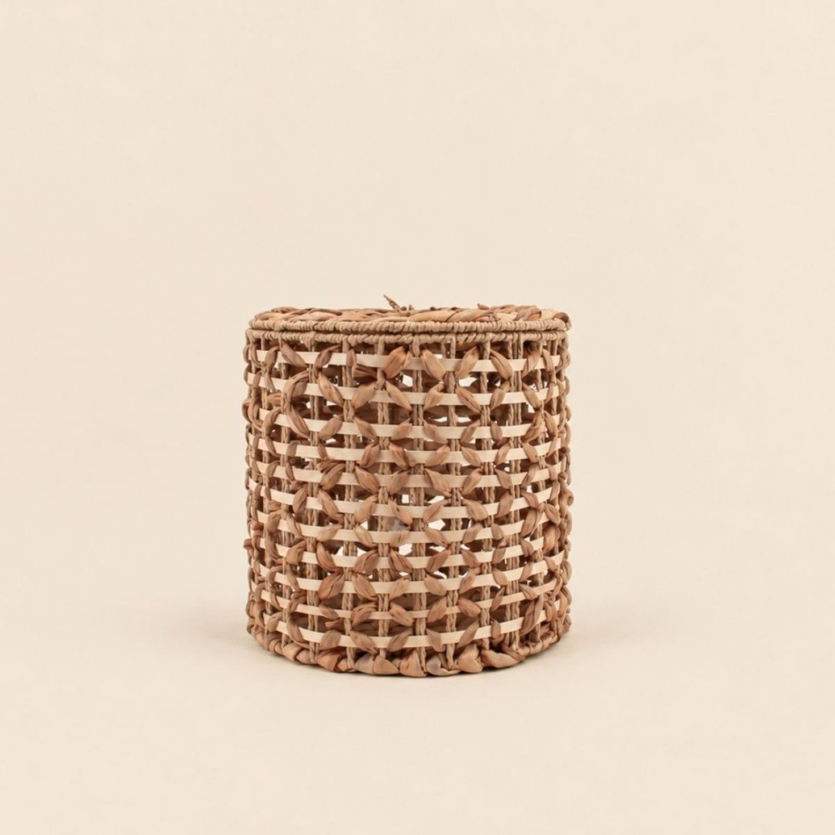 Set de 3 paniers à couvercle en jacinthe d'eau tressée naturel, ORNAMI