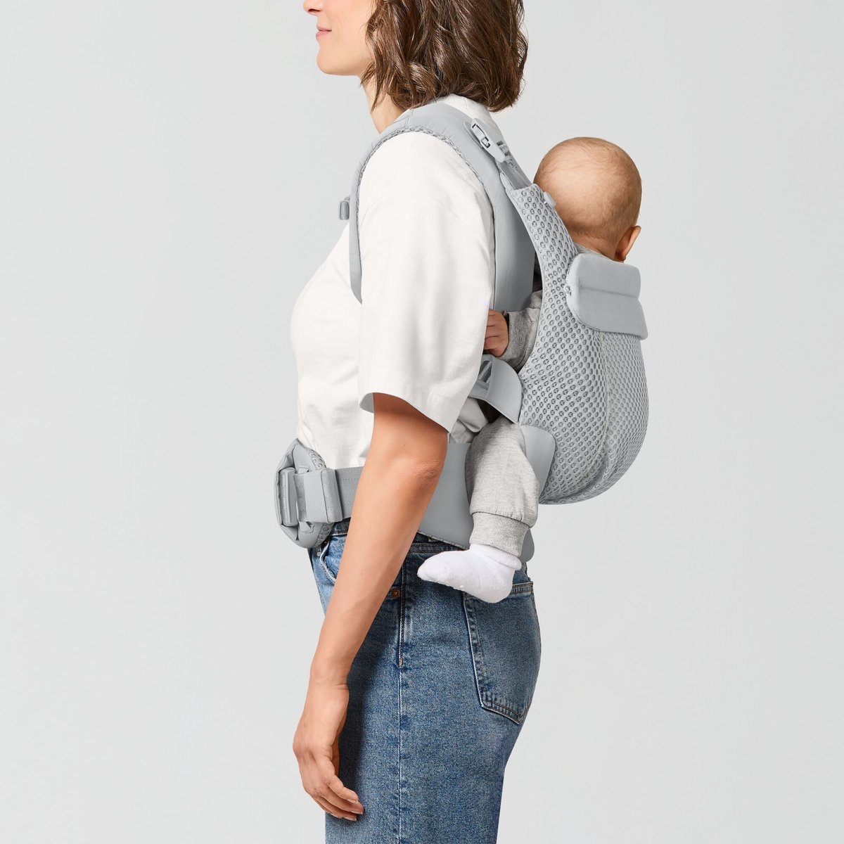 Porte-bébé ergonomique Amya évolutif bébé respirant gris fog grey, CYBEX