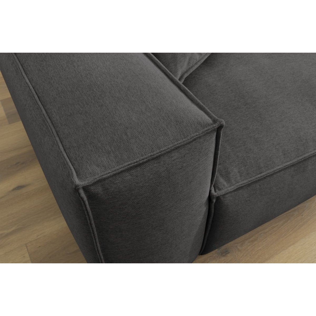 Canapé d'angle fixe 3 places en tissu chiné, BOHEME gris foncé, BOBOCHIC