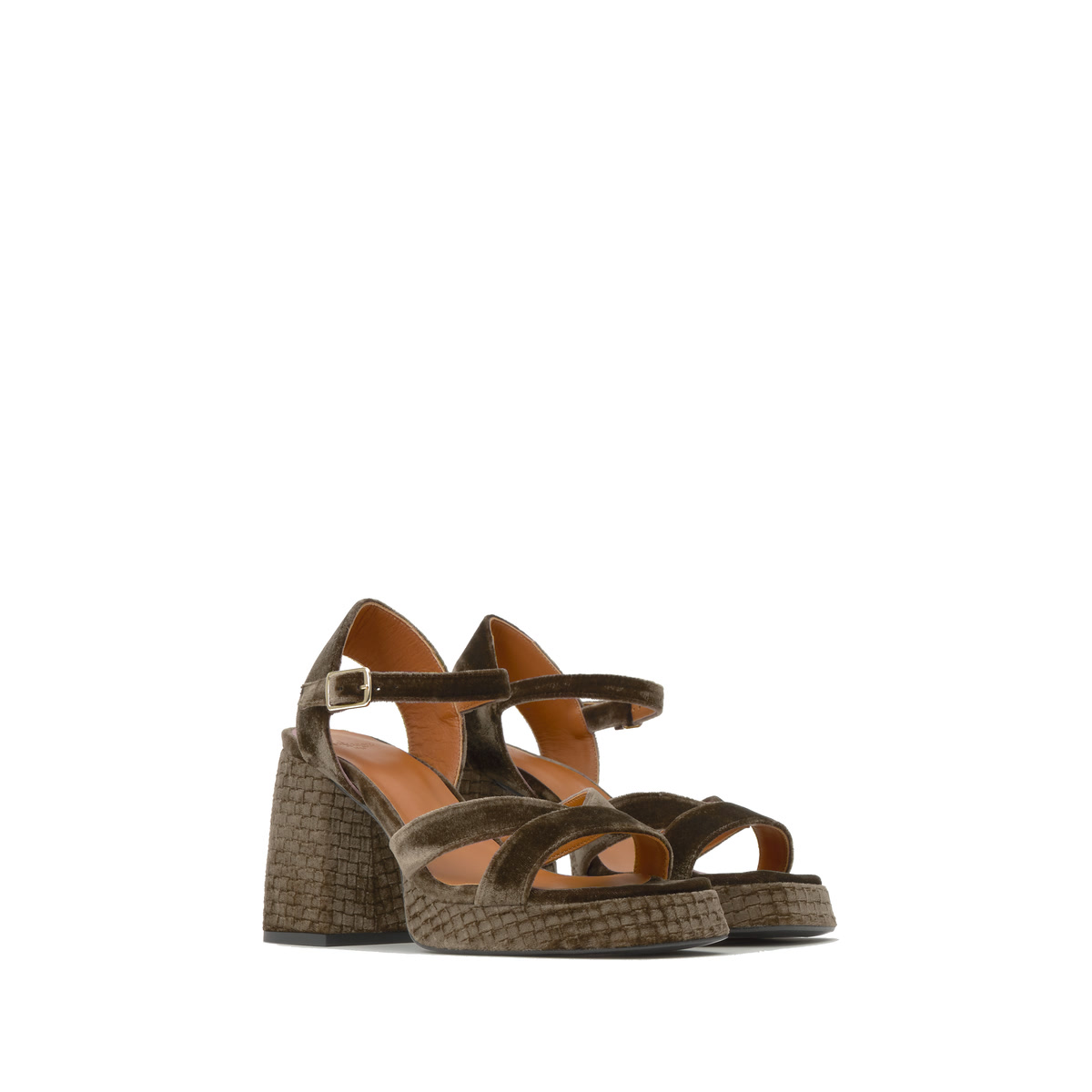 Sandales à talons hauts en velours VERO marron foncé, CASTANER