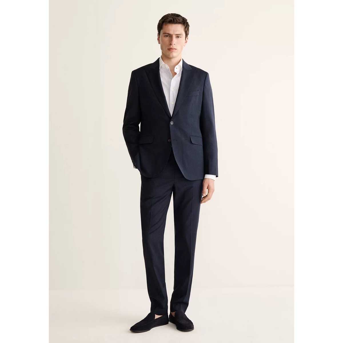Pantalon de costume Venise 100 % laine bleu marine, MANGO MAN