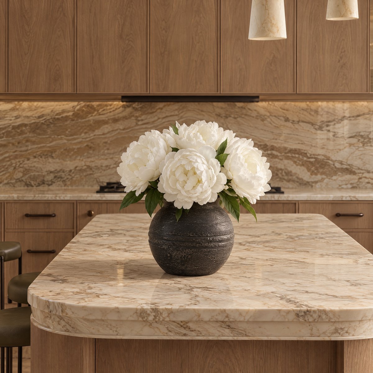Tige de pivoine artificielle H40 blanc, SIA