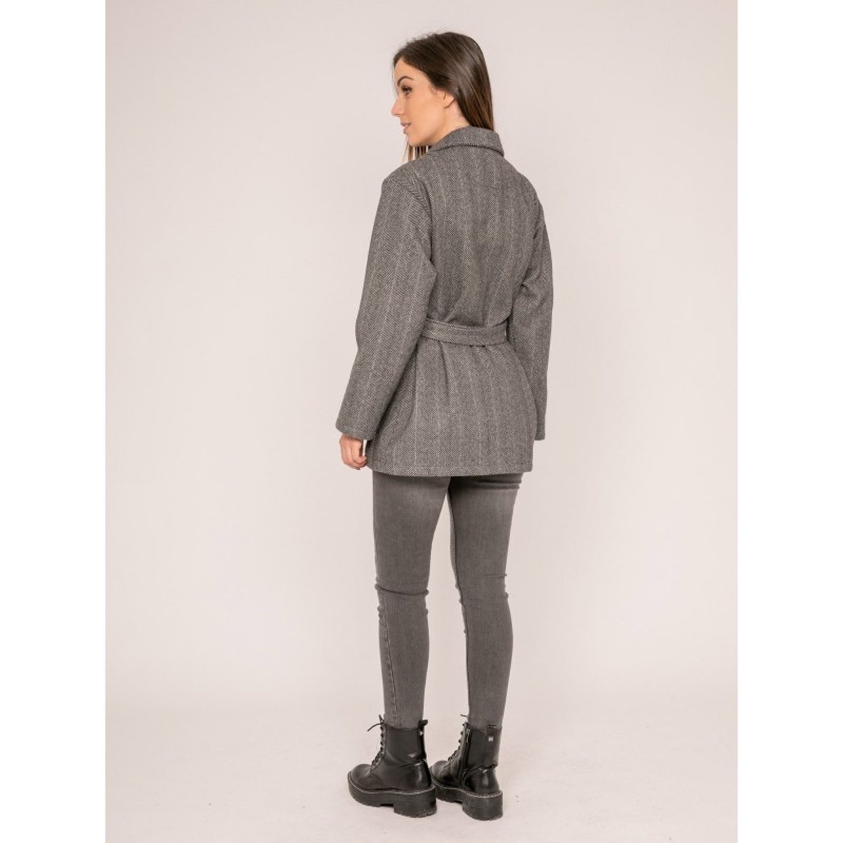 Manteau Pardessus Ceinturé Ulrick gris, DONA LISA