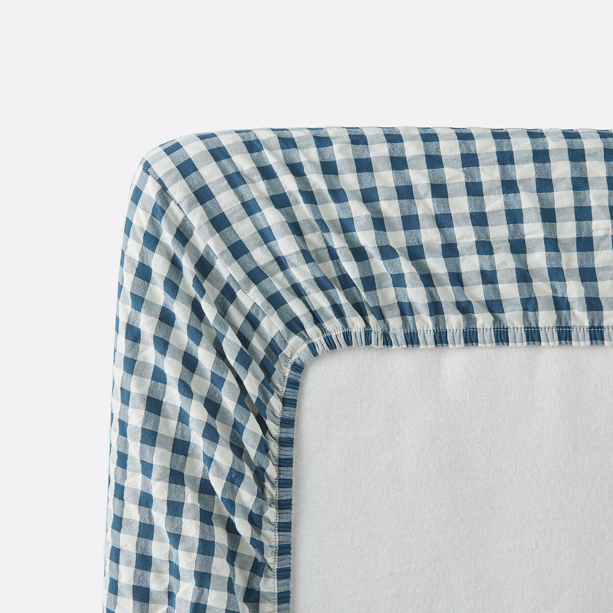 Drap-housse coton seersucker 30 cm, COTTAGE BLEU bleu, LA REDOUTE INTERIEURS
