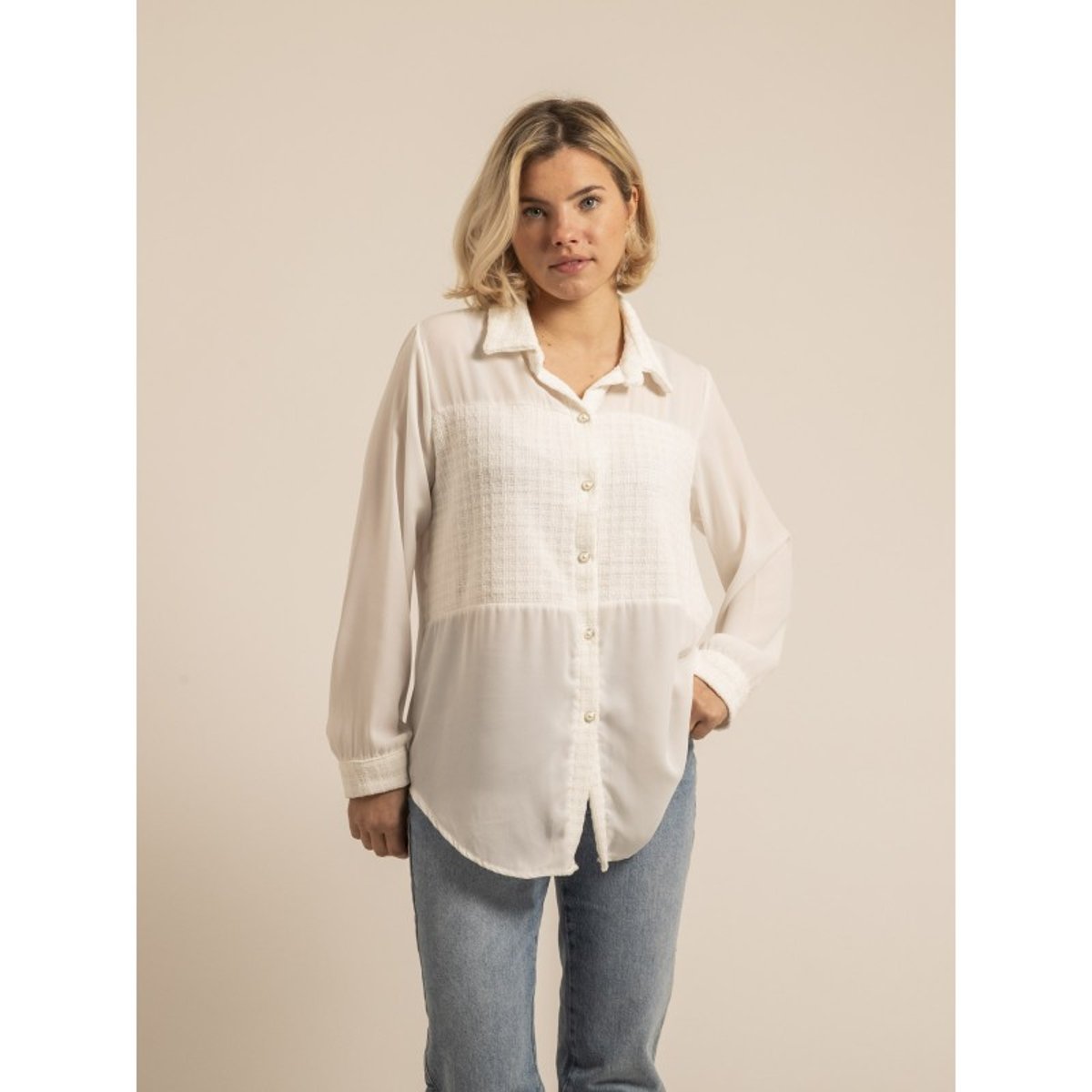Chemise Voile Tweed Orenza blanc, DONA LISA