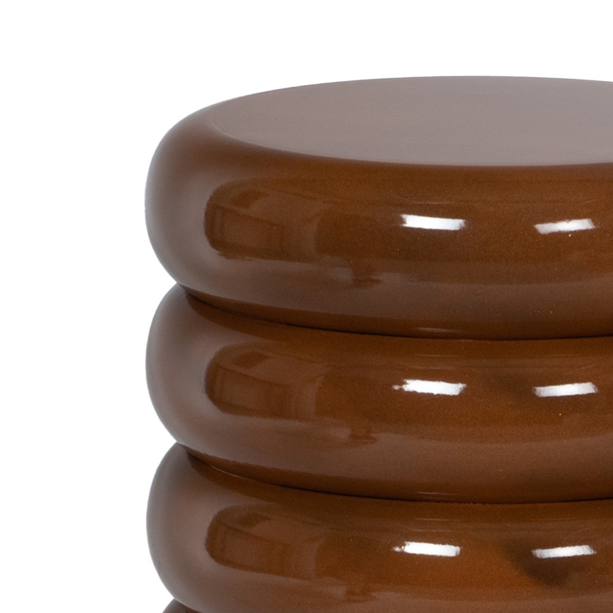 Bout de canapé Ondo D35 cm rond en céramique marron, AMADEUS