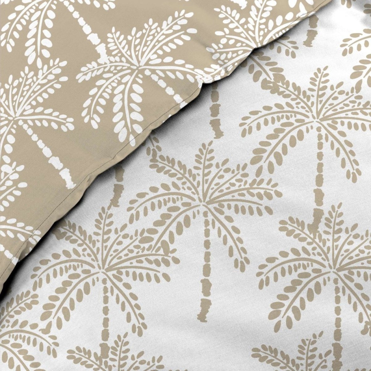 Housse de couette 240x220 + 2 taies OLIANA 100% coton 57 fils beige, DECORATIE