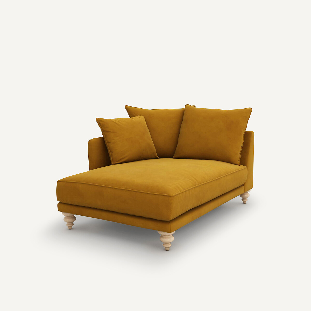 Longchair in fluweel, Lazare mosterd, AM.PM