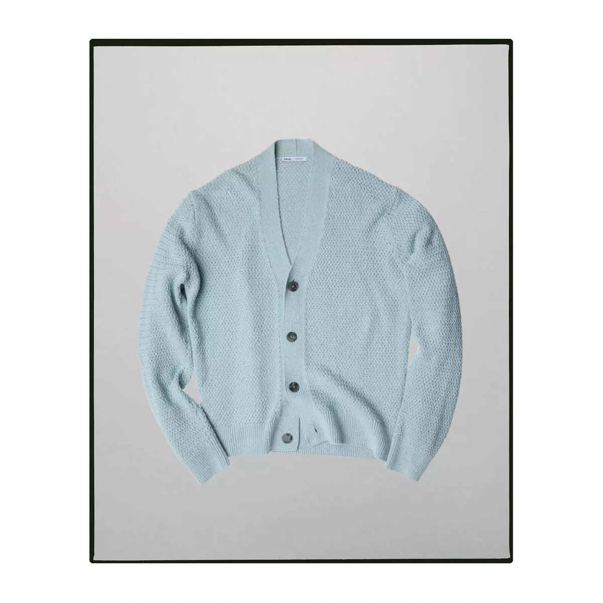 Cardigan 100 % coton filé Pinori Filati bleu ciel, MANGO MAN