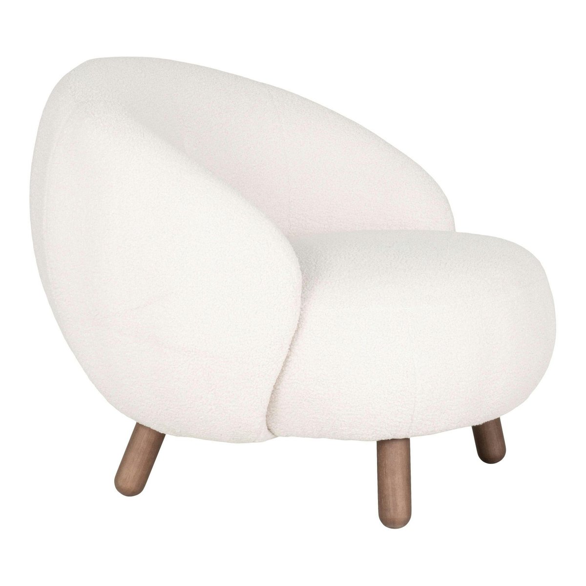 Fauteuil rond contemporain en peau de mouton synthétique BERLIN ecru, PIER IMPORT