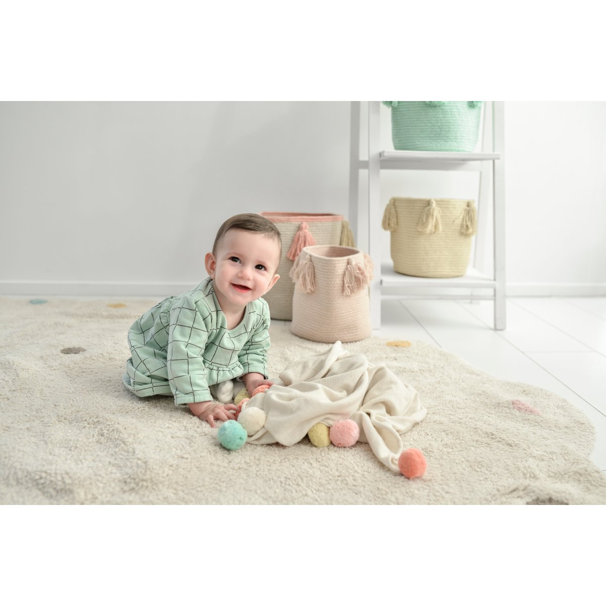 Couverture bébé coton, COLORED SUN beige, HAPPY DECOR KIDS