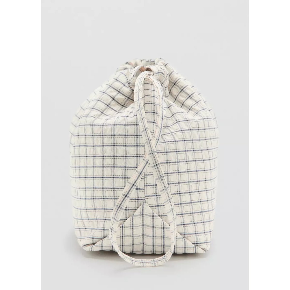 Trousse de toilette à carreaux en coton écru, MANGO