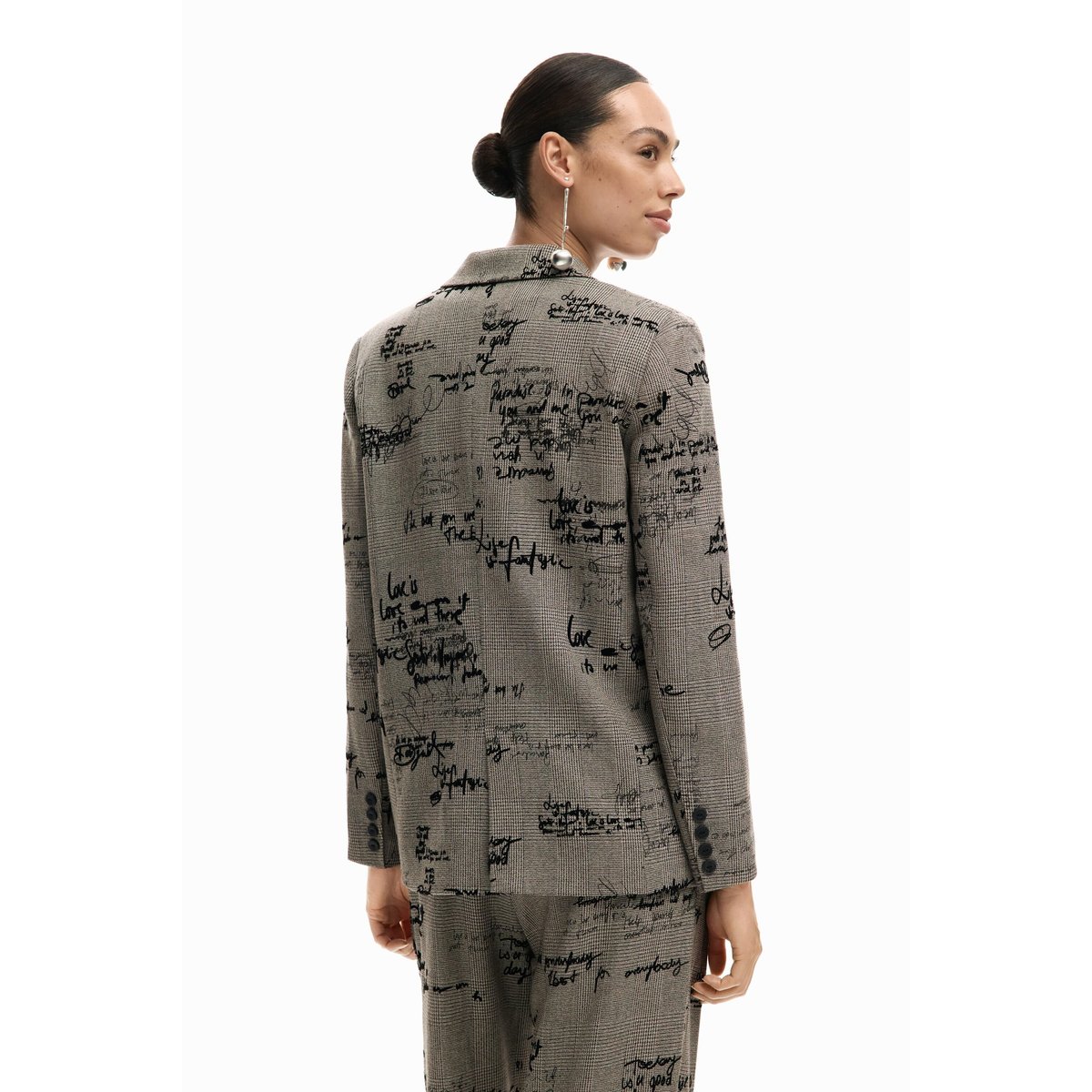 Blazer lettering carreaux gray, DESIGUAL