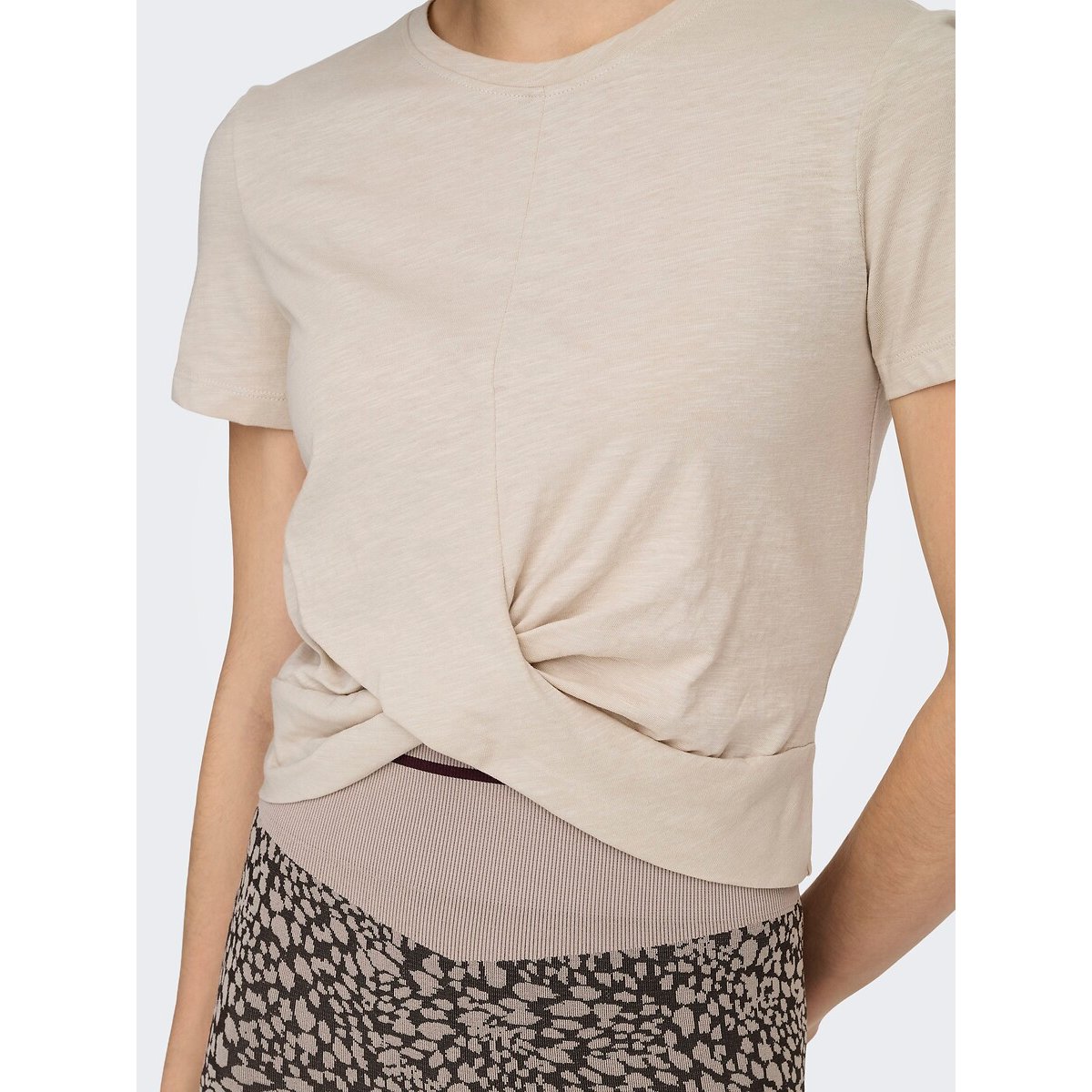 T-shirt manches courtes drapé beige, ONLY PLAY