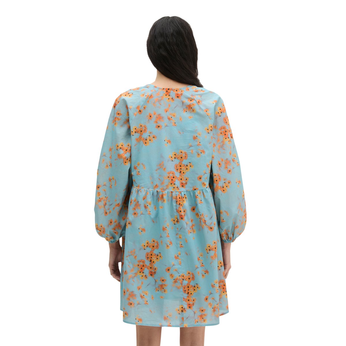 Robe d'été courte loose en voile de coton imprimé bleu moyen, MARC O'POLO