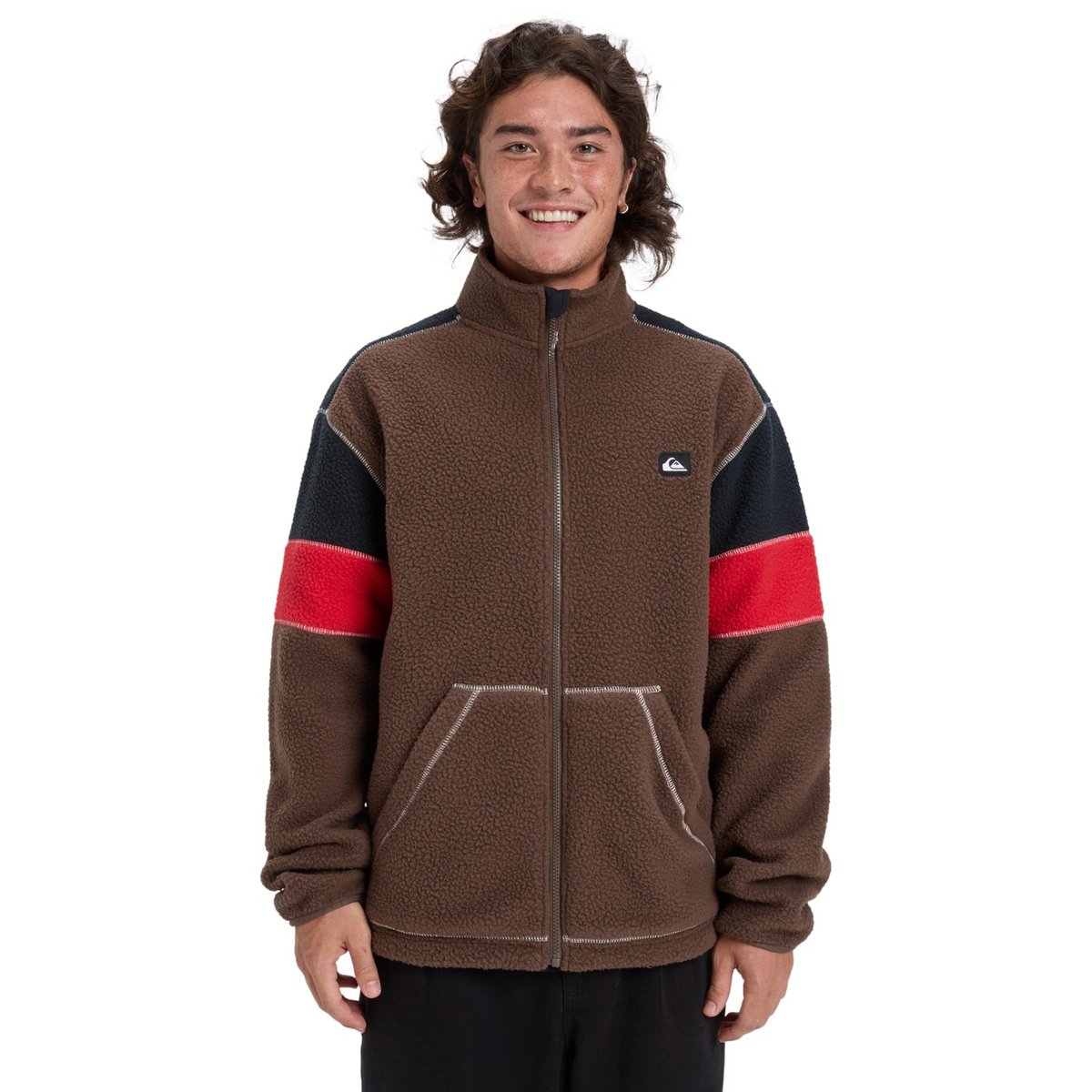 Polaire zippée CLEAN COAST BLOCK marron chocolate brown, QUIKSILVER