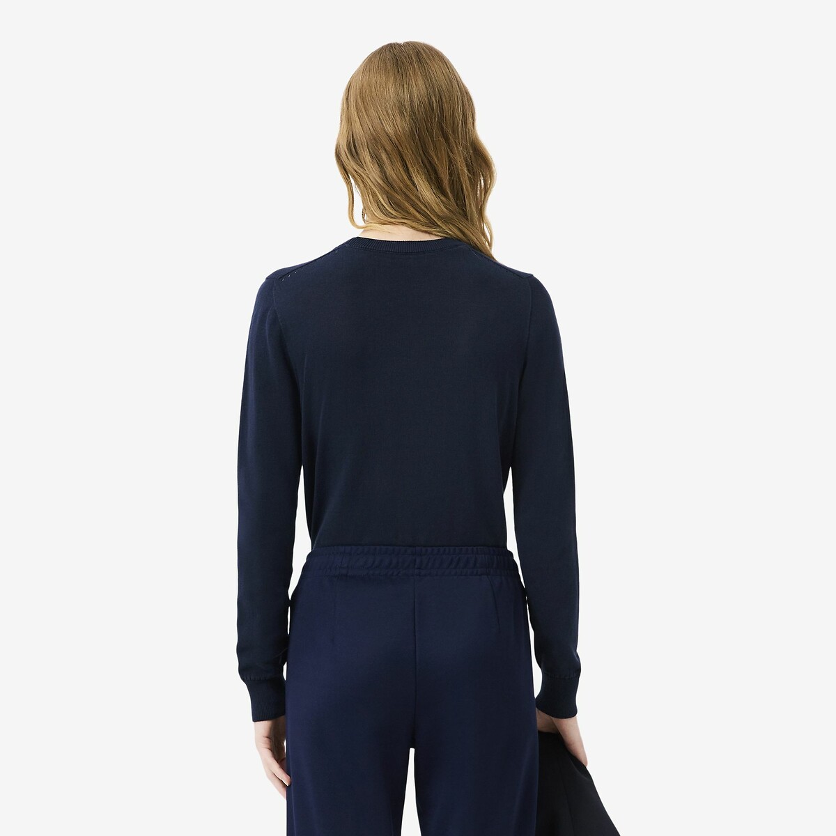 Fine Crew Neck Jumper with Long Sleeves navy, LACOSTE