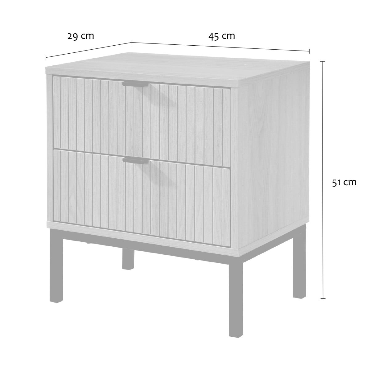 Table de Chevet 2 Tiroirs Effet Bois Rainuré H51cm - TARA bois clair, CALICOSY