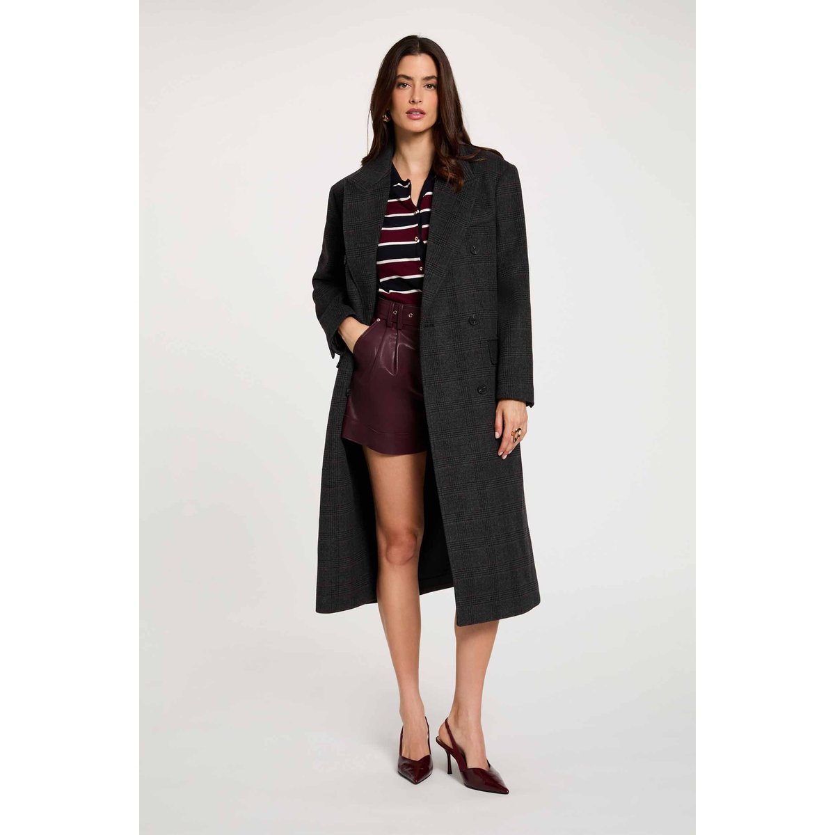 Manteau tweed col tailleur multicolore, MORGAN
