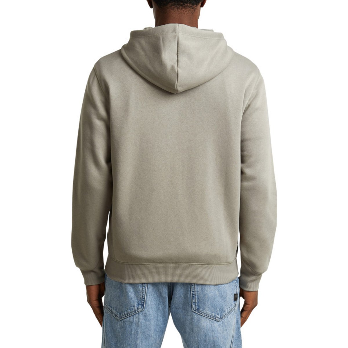 Sweat zippé taupe uni avec une coupe droite et un col à capuche autre, G-Star RAW