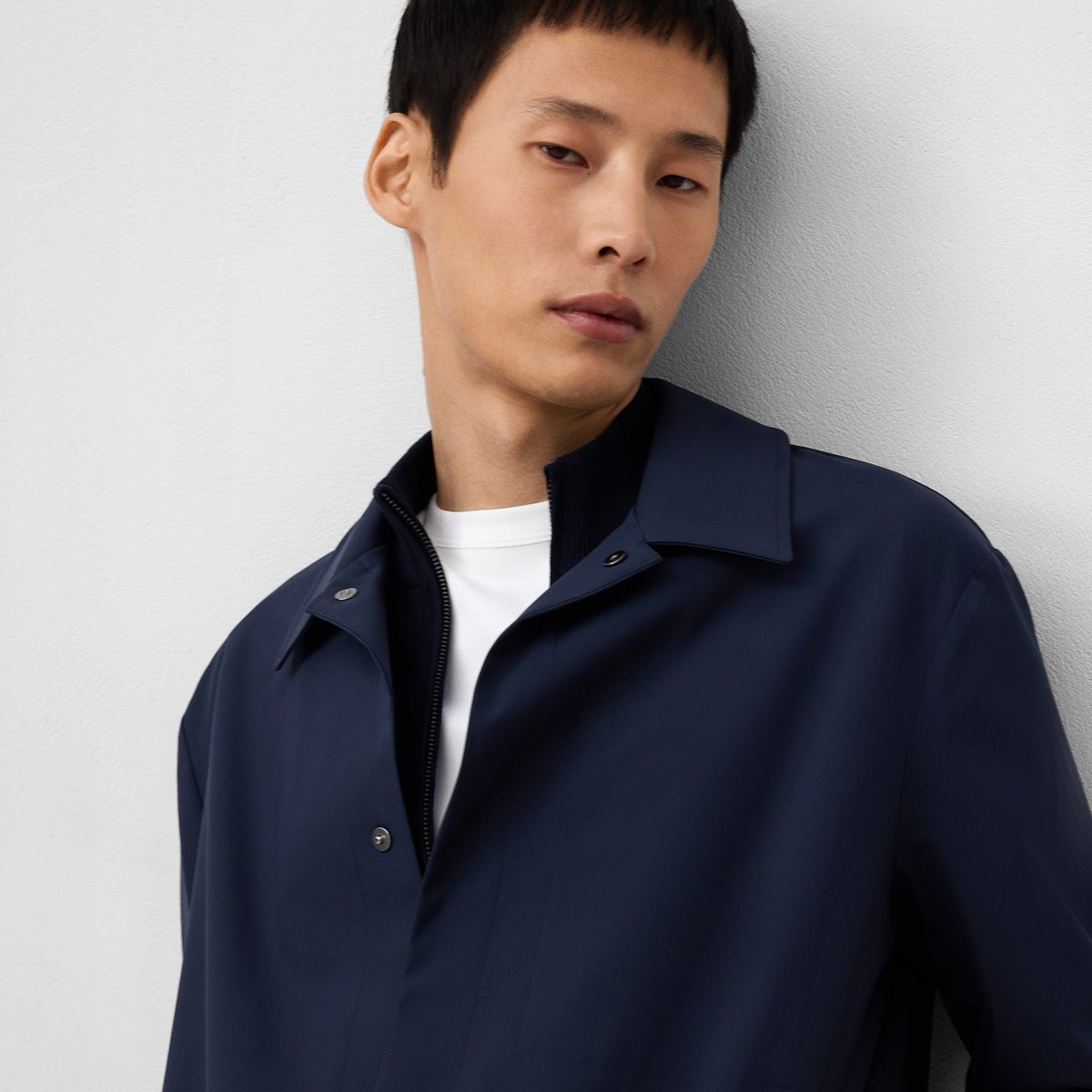 Veste technique à col à revers bleu marine, ADOLFO DOMINGUEZ