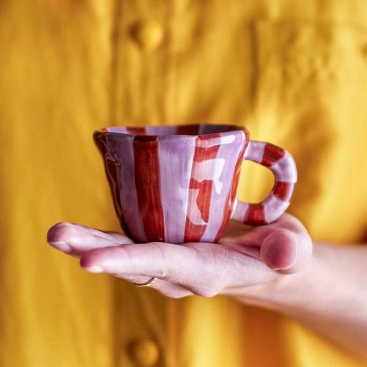 Petite tasse grès peint rayures NINI multicolore, BLOOMINGVILLE