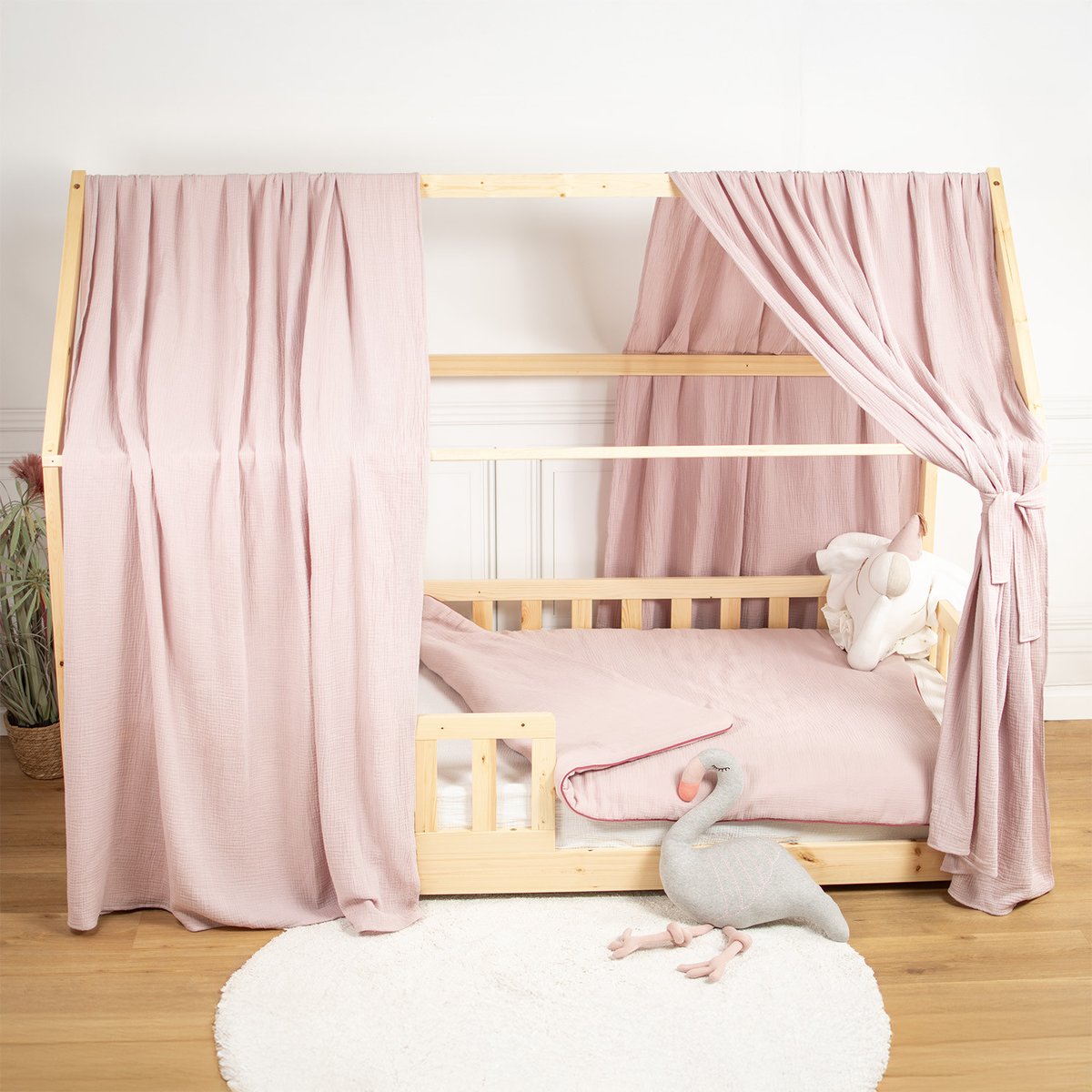 Set de Double Ciel de Lit cabane JEANNE rose, SEVIRA KIDS