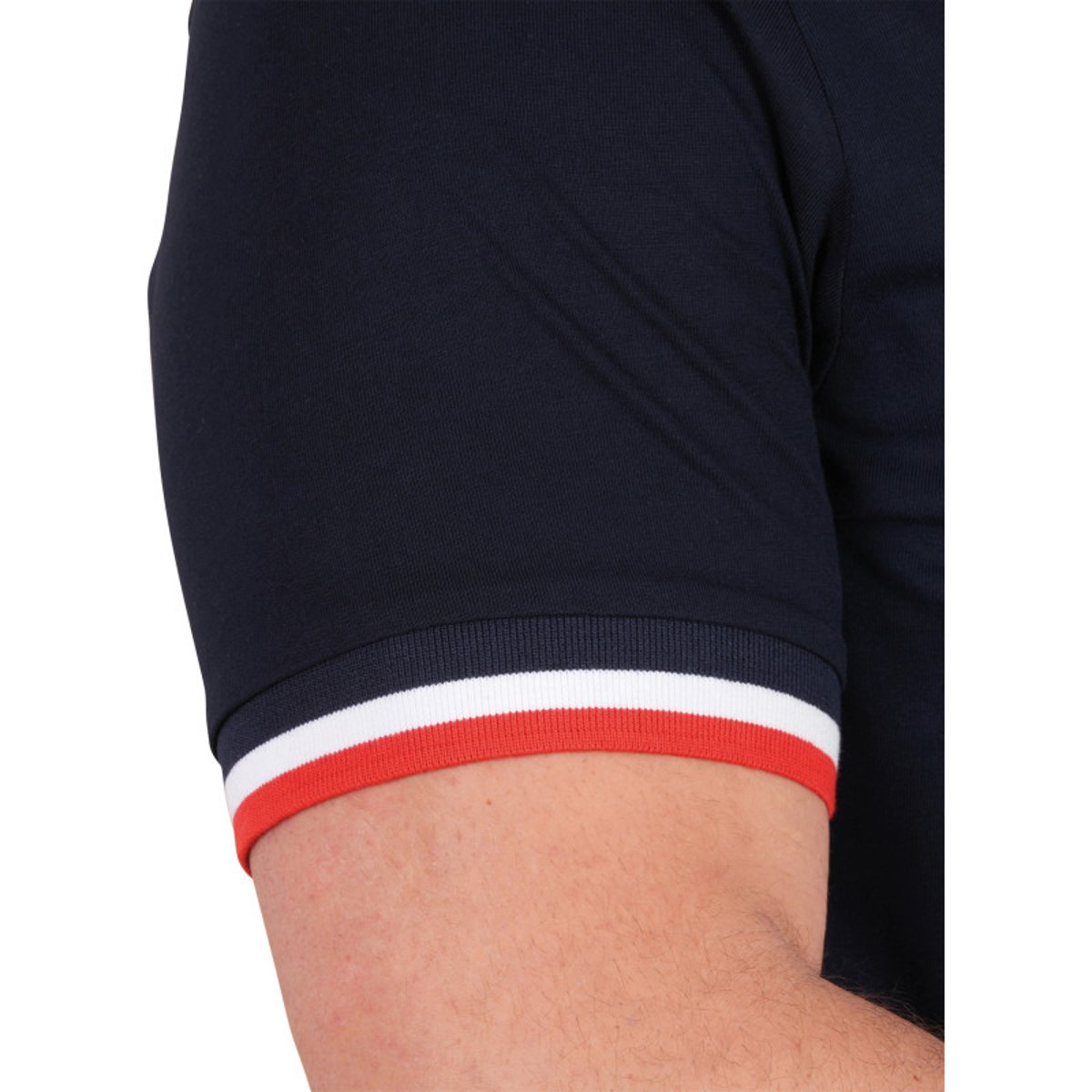 Polo en coton biologique marine uni pourvu de manches courtes bleu foncé, RUCKFIELD