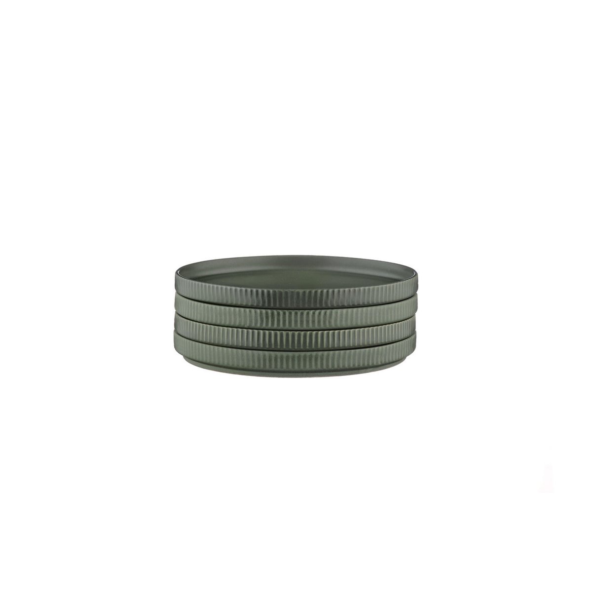 Lot de 4 assiettes à pain en grès, SCANDI vert olive, BJORN