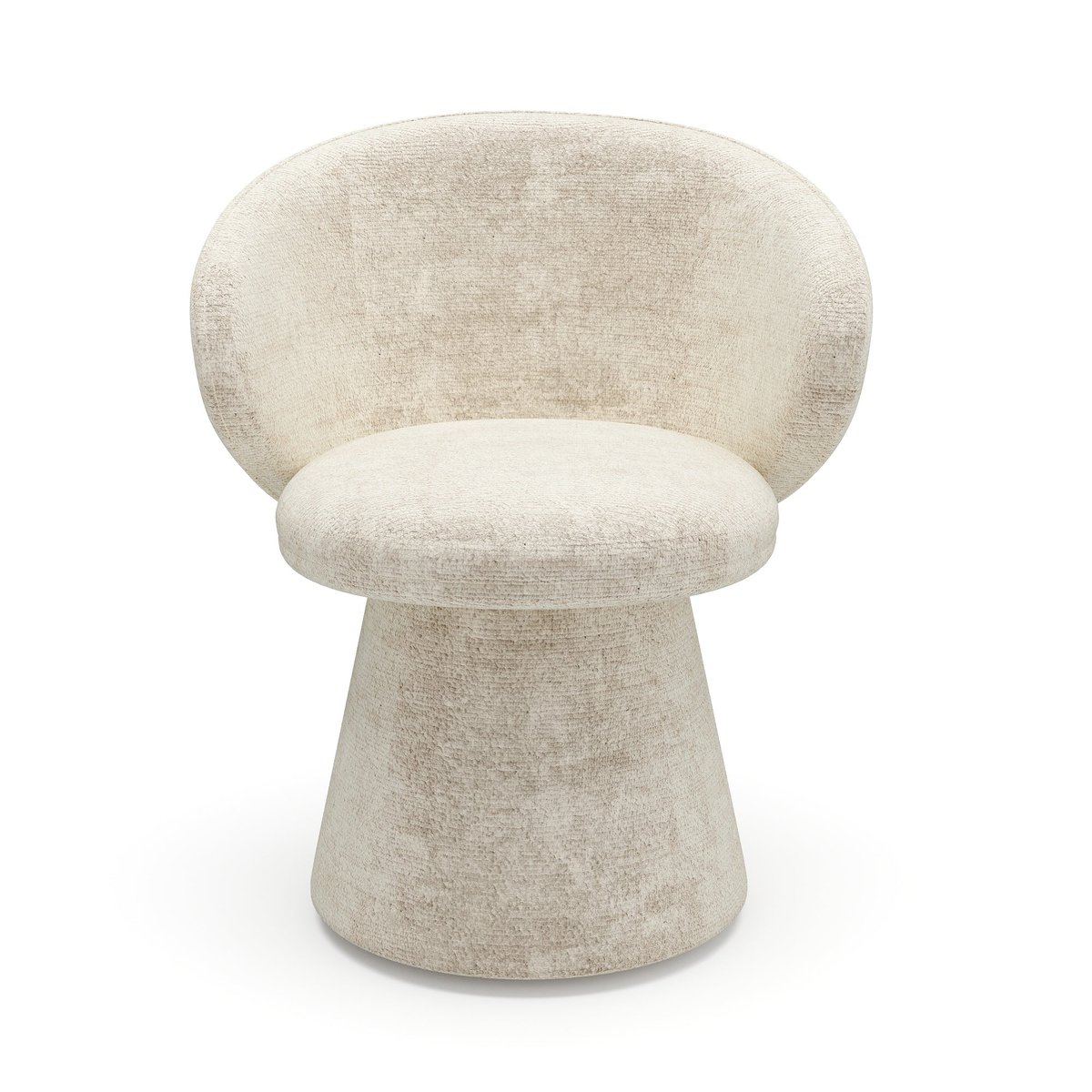 Fauteuil rotatif 180° en velours texturé FLARE crème, SIA HOME