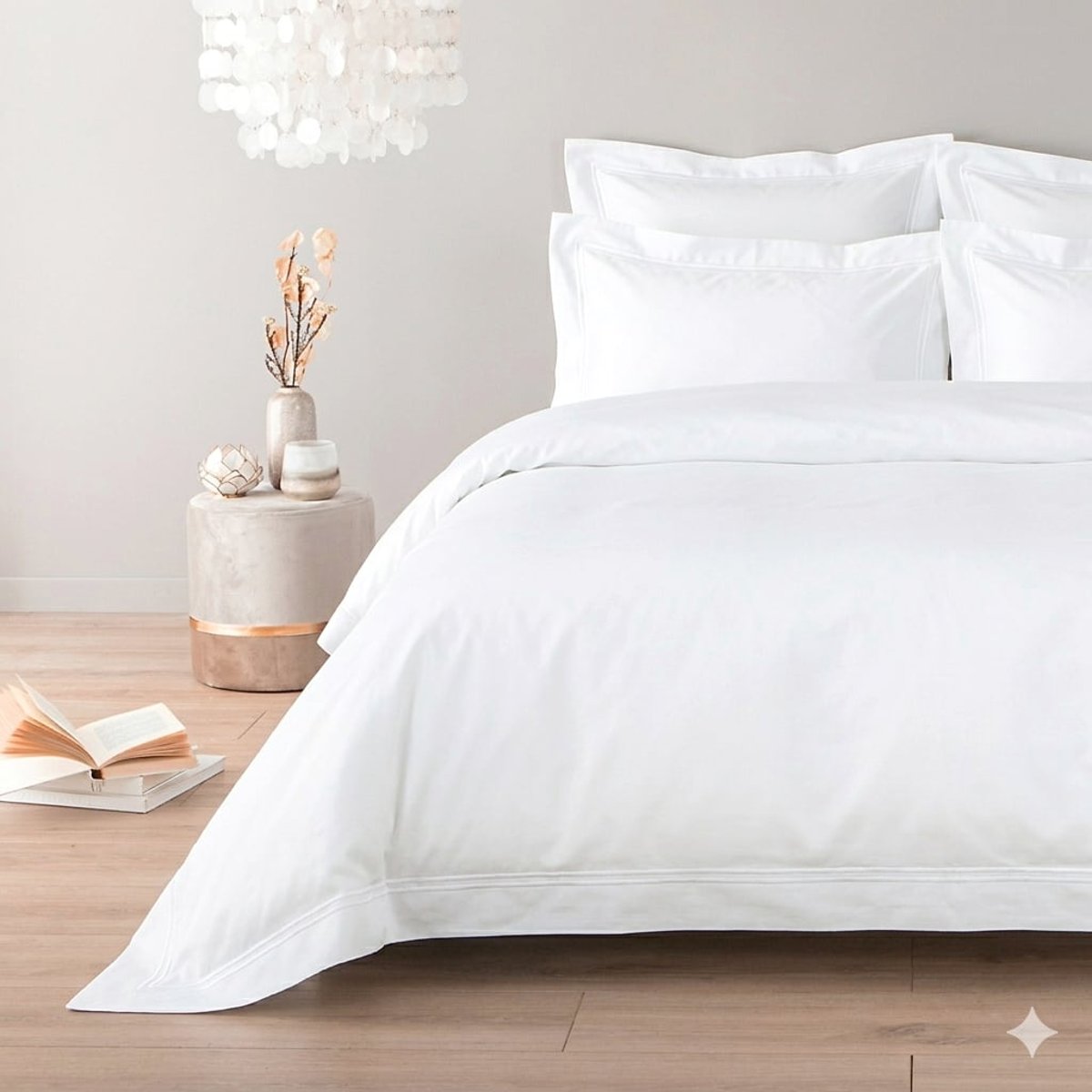 Housse de couette satin de coton égyptien argent 320 fils - 800tc CAP FERRAT blanc, COTTON & CO