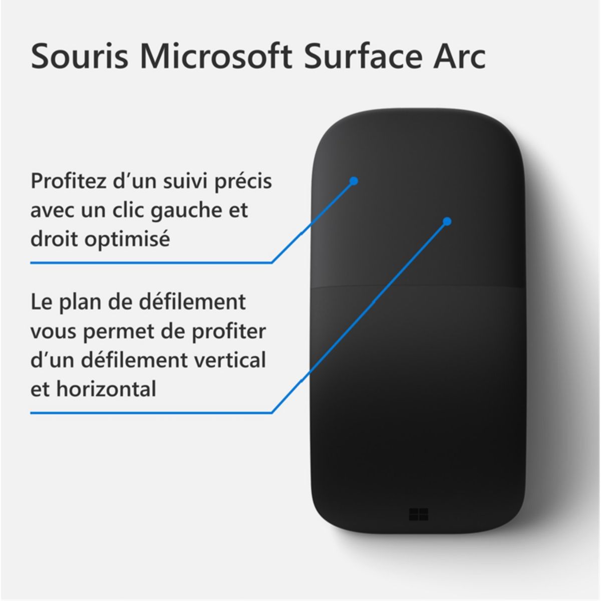 Souris sans fil Surface Arc noire couleur unique, MICROSOFT