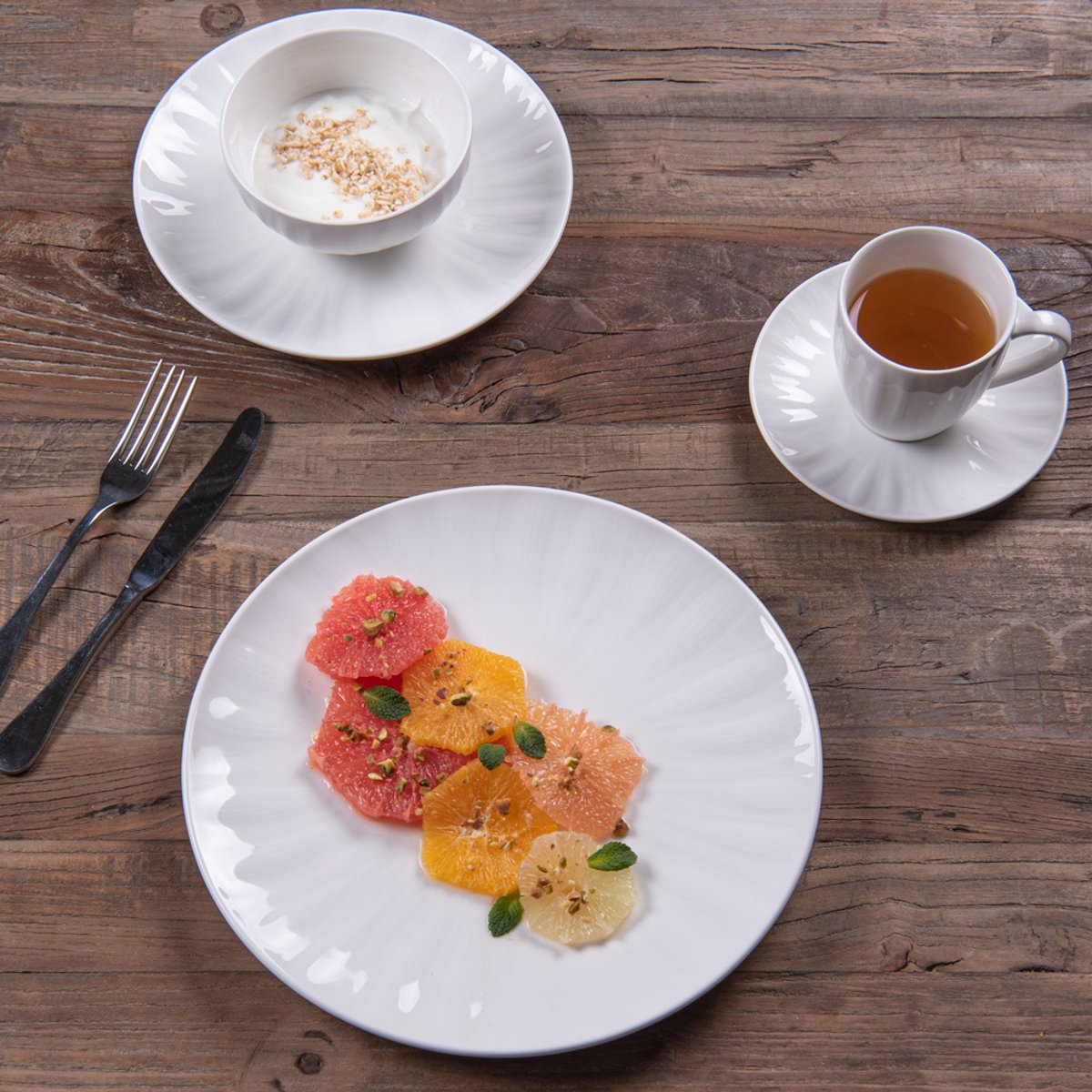 Assiette plate Emma 26,5 cm (lot de 6) blanc, TABLE PASSION