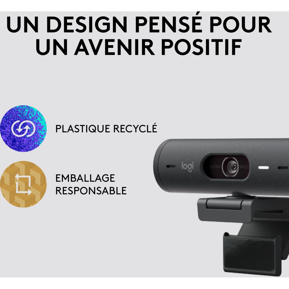 Webcam Brio 500 HD Graphite couleur unique, LOGITECH