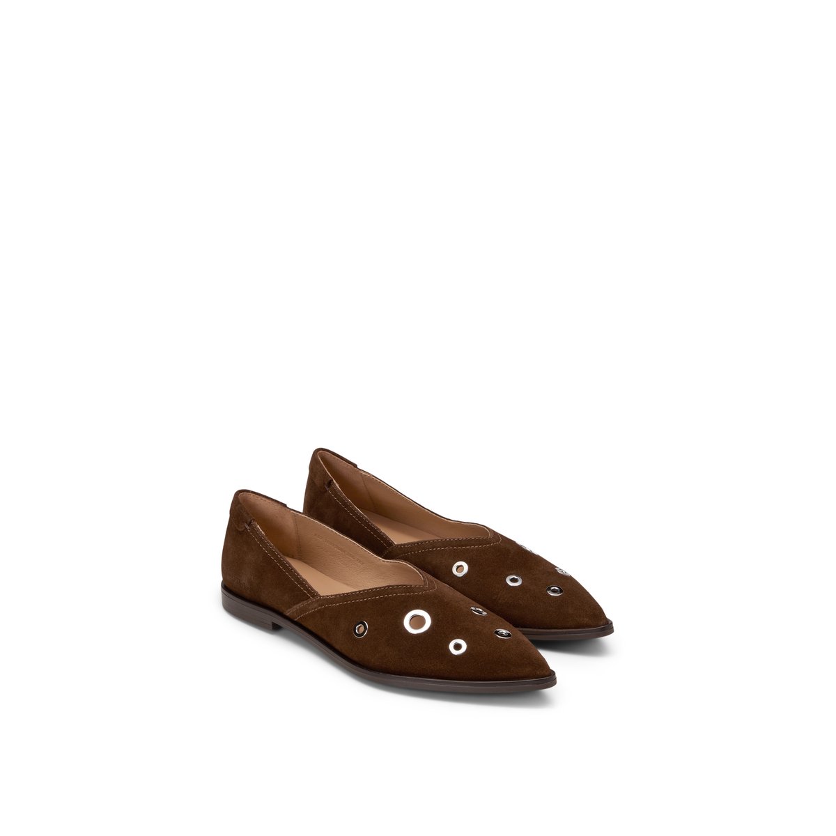 Ballerine modèle Camilla avec œillets métalliques modernes marron fonce, MARC O'POLO