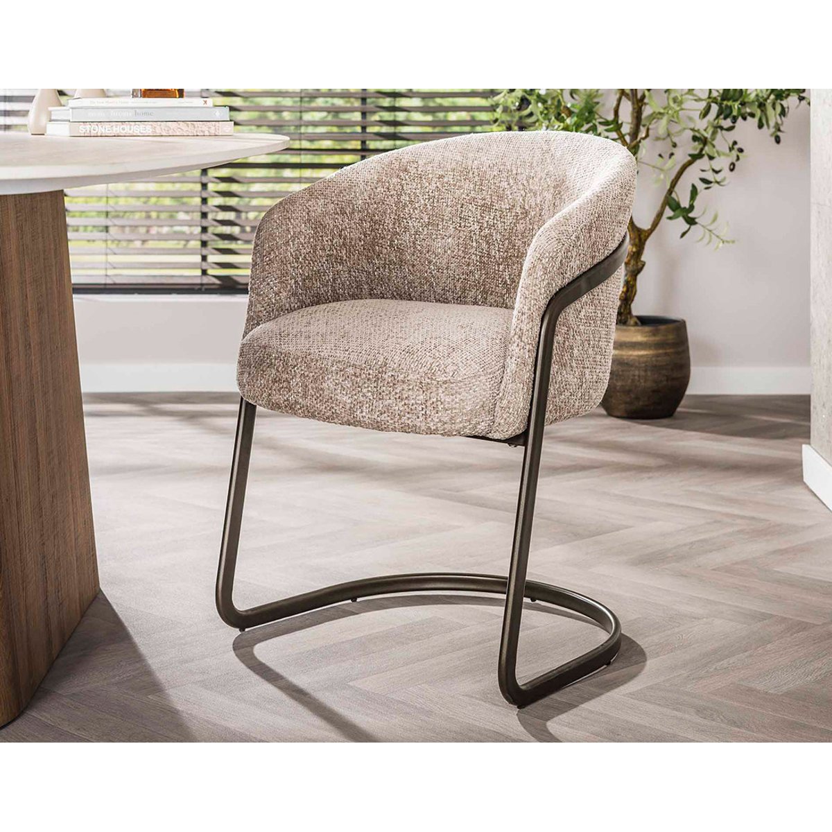 Lot de 2 chaises en tissu texturé, TEO sable, BEST MOBILIER