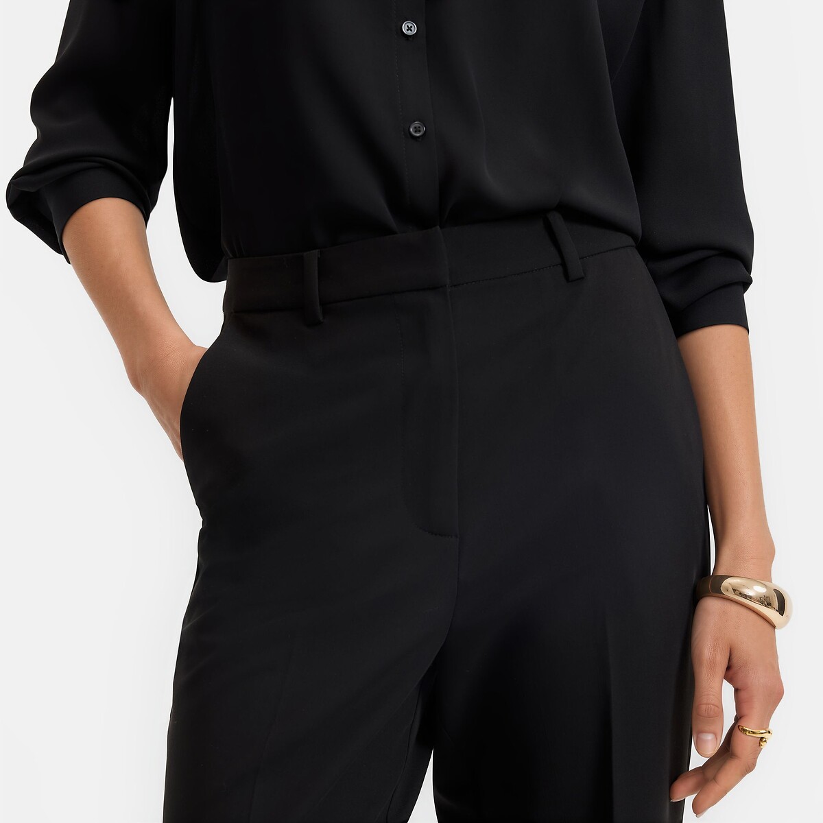 Pantalon droit en polyviscose noir, LA REDOUTE COLLECTIONS