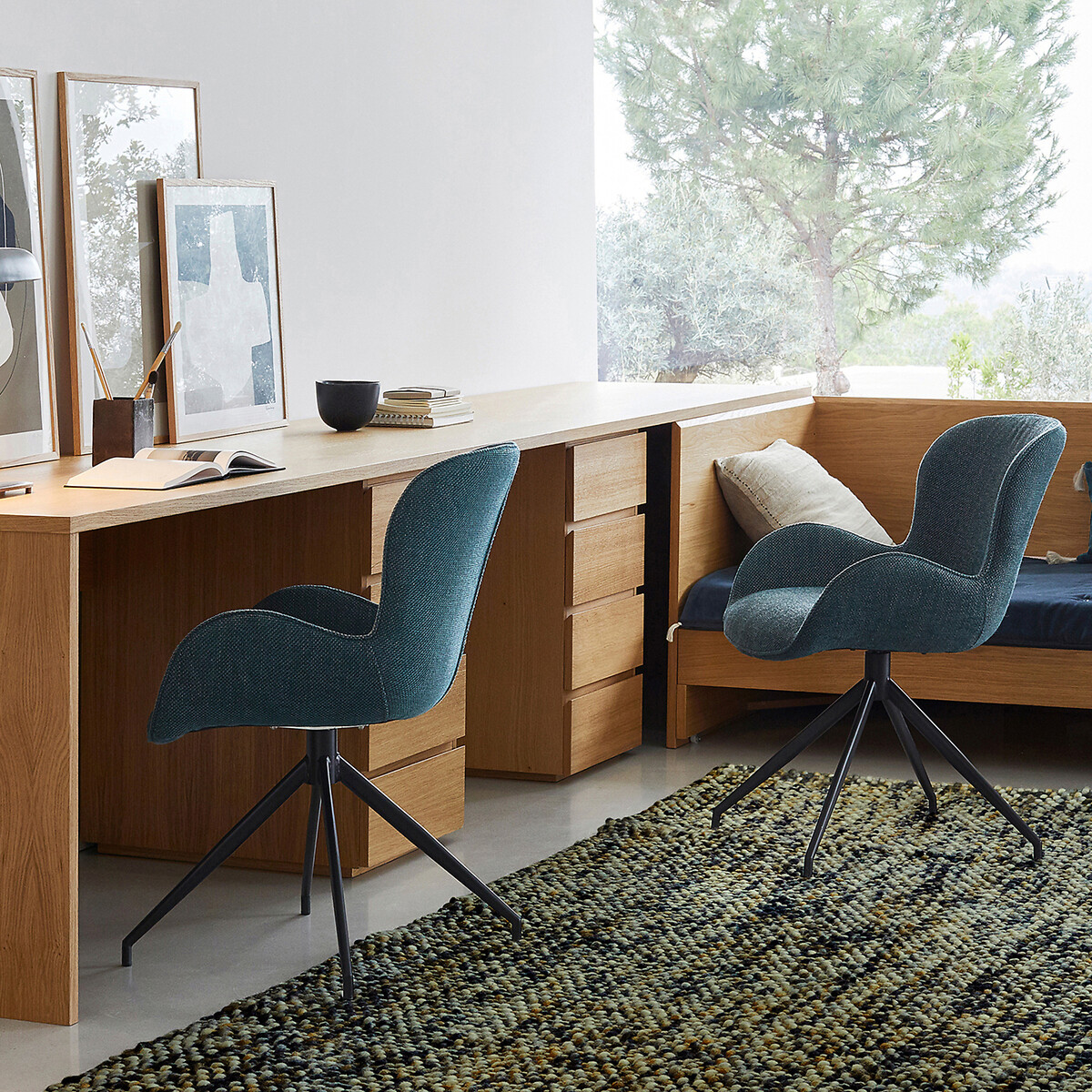 Fauteuil de table pivotant Asyar bleu paon, AM.PM