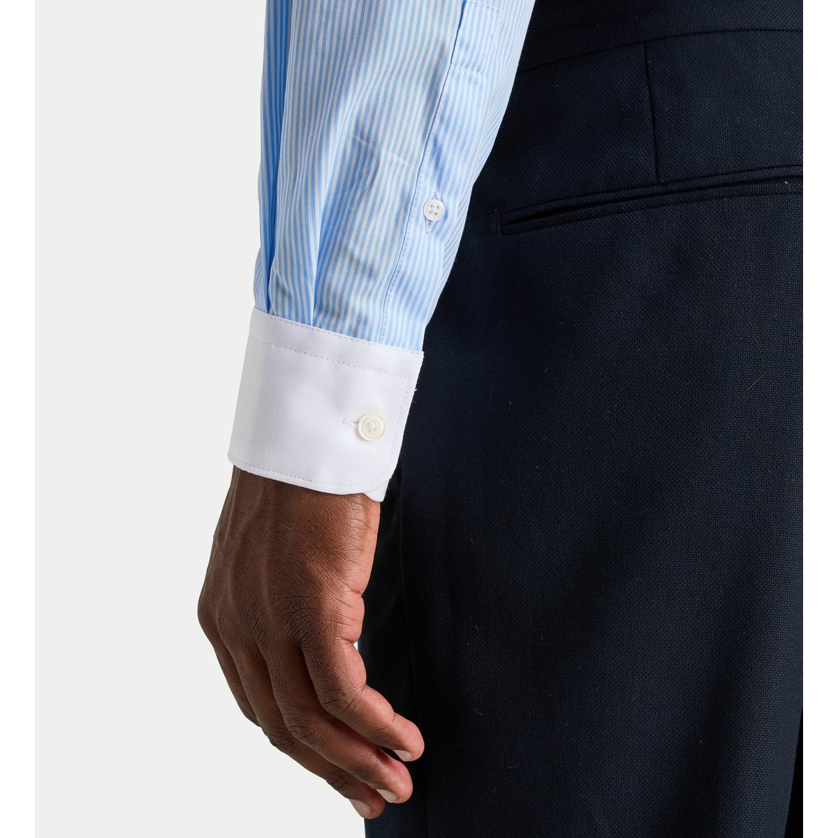 Chemise droite hraycr à rayures en coton bleu clair, GALERIES LAFAYETTE