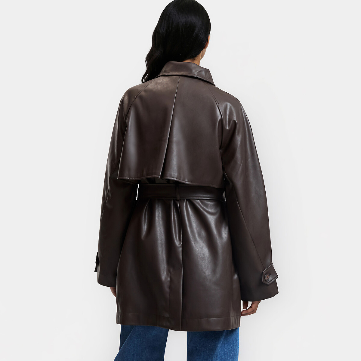 Trench court, en simili marron chocolat, LA REDOUTE COLLECTIONS