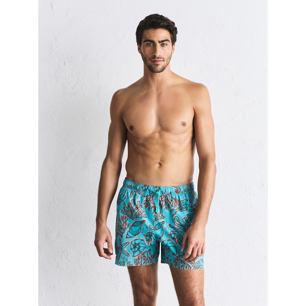Short de bain à imprimé corail et coquillage bleu turquoise/orange, NEXT