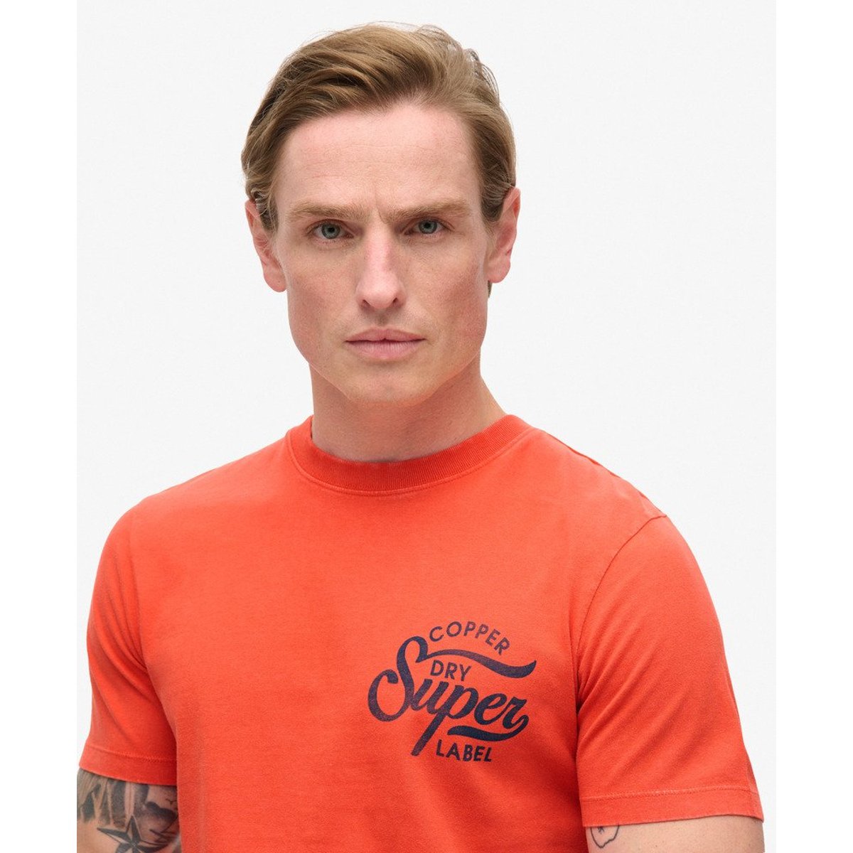 T-shirt à motif Copper Label sur la poitrine rouille orange denim co, SUPERDRY